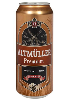 пиво altmuller premium 5,1% светлое ж/б 0.5 л