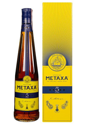 бренди metaxa 5 лет в коробке 0.7 л