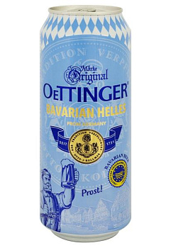 Пиво Oettinger Bavarian Helles светлое пастериз. ж/б 0.5 л  пиво oettinger bavarian helles светлое пастериз. ж/б 0.5 л