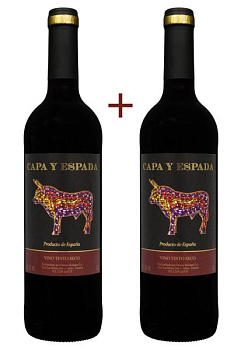 Набір вина Capa y Espada Vino tinto seco Червоне Сухе 0.75 (набір 2 х 0.75 л) набор вина capa y espada vino tinto seco красное сухое 0.75 (набор 2 х 0.75 л)
