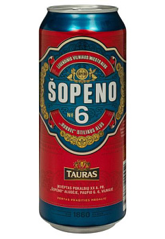 Пиво Tauras Sopeno 6 з/б 6,6% 0.5 л пиво tauras sopeno 6 ж/б 6,6% 0.5 л