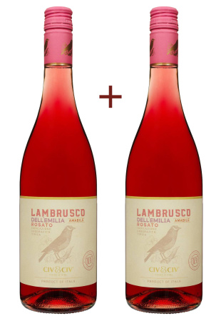 Набор вина Civ&Civ Lambrusco dell'emilia Rosato Amabile Розовое Полусладкое 0.75  (набор 2 х 0.75 л)