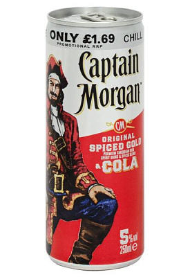напиток алкогольный captain morgan spiced gold rum-cola ж/б 0.25 л