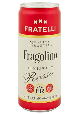 напиток винный fratelli fragolino rosso красный полусладкий ж/б 0.33 л 