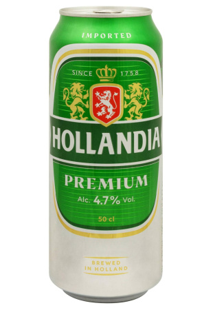 Пиво Hollandia 4,7% светлое ж/б 0.5 л