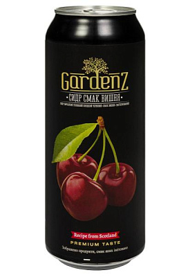 сидр gardenz вишня 5,4% сладкий ж/б 0.5 л