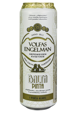 Пиво Volfas Engelman Balta Pinta 5% пшеничное ж/б 0.568 л