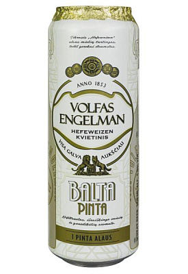 пиво volfas engelman balta pinta 5% пшеничное ж/б 0.568 л
