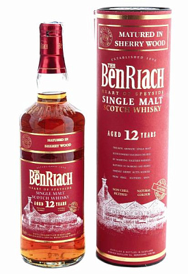 виски benriach sherry 12 y.o. в тубусе 0.7 л