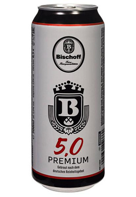 пиво bischoff premium lager 5% светлое ж/б 0.5 л