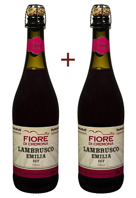 набор вина fiore di cremona lambrusco dell`emilia igt rosso 0.75 (набор 2 х 0.75 л)
