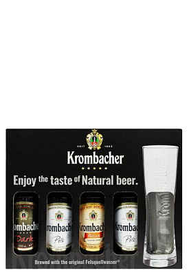 набор пиво krombacher 5,3% со стаканом 4х0.33 л 